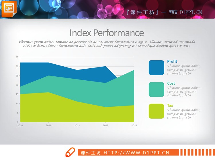 三数据面积对比PPT折线图