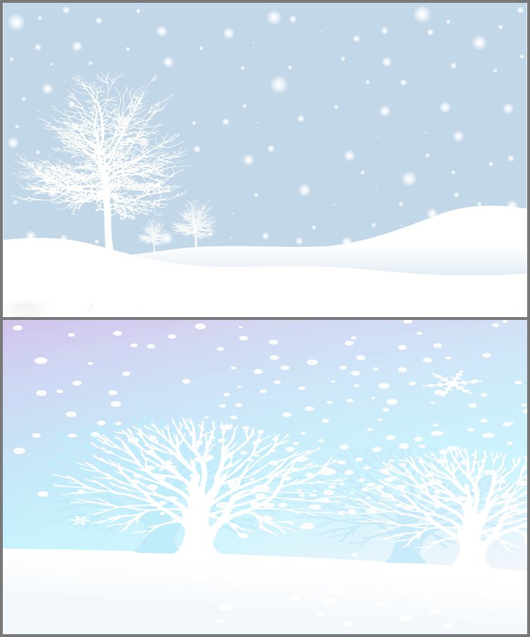 PPT模板-两张雪地大树雪花淡雅PPT背景图片