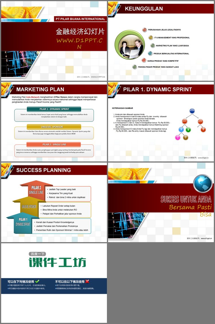 PPT模板-黄金金条背景的欧美金融经济股票PPT模板