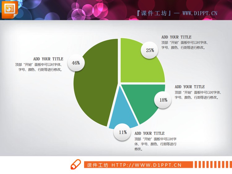 三张百分百说明PPT饼图素材