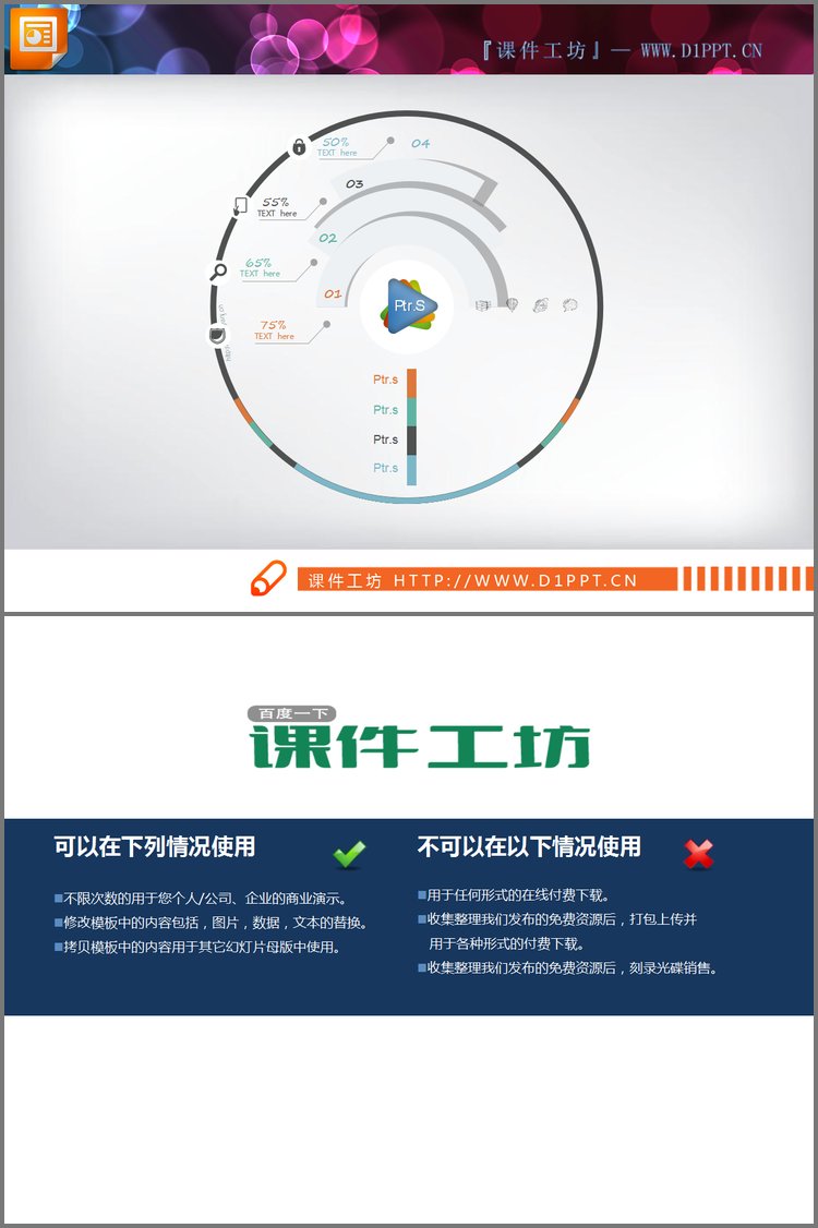 PPT模板-复杂结构的仪表盘样式PPT图表