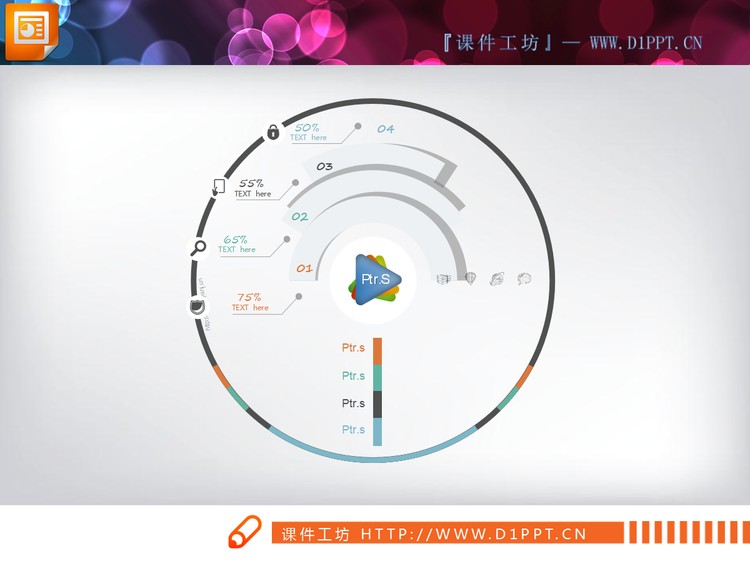 复杂结构的仪表盘样式PPT图表