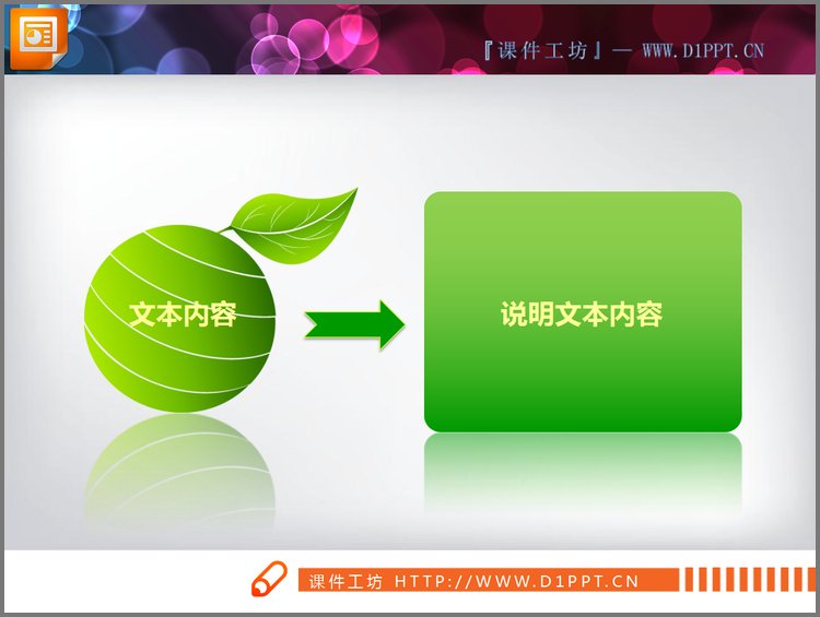 PPT模板-绿色树叶背景PPT内容说明素材下载