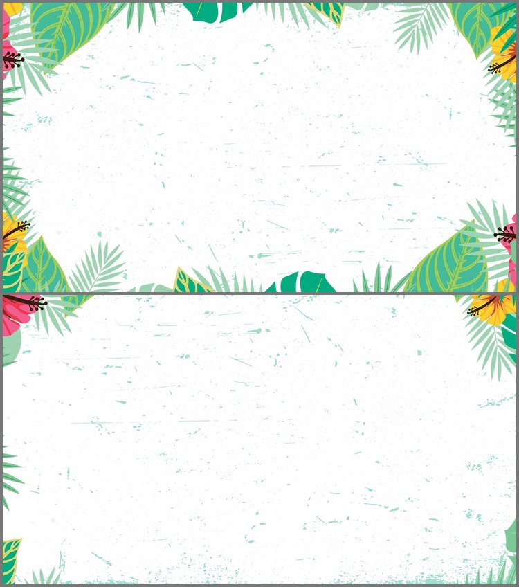 PPT模板-两张卡通夏天叶子PPT背景图片