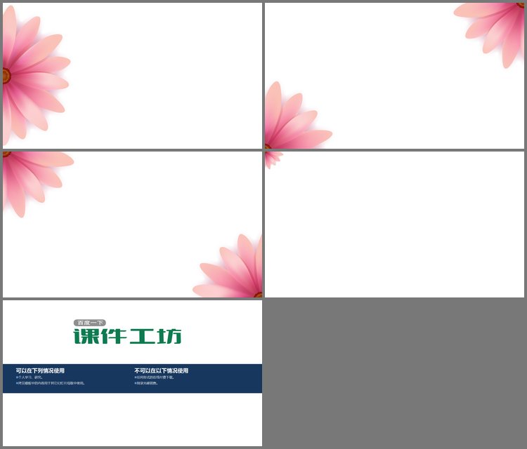 PPT模板-一组粉色精美花瓣PPT背景图片