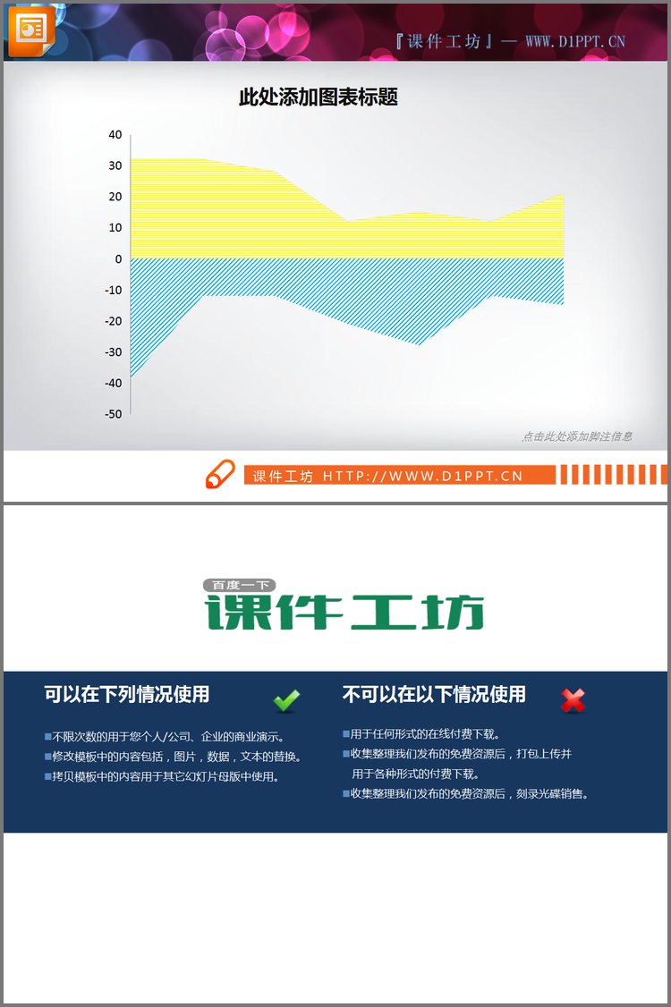PPT模板-好看的幻灯片折线图模板