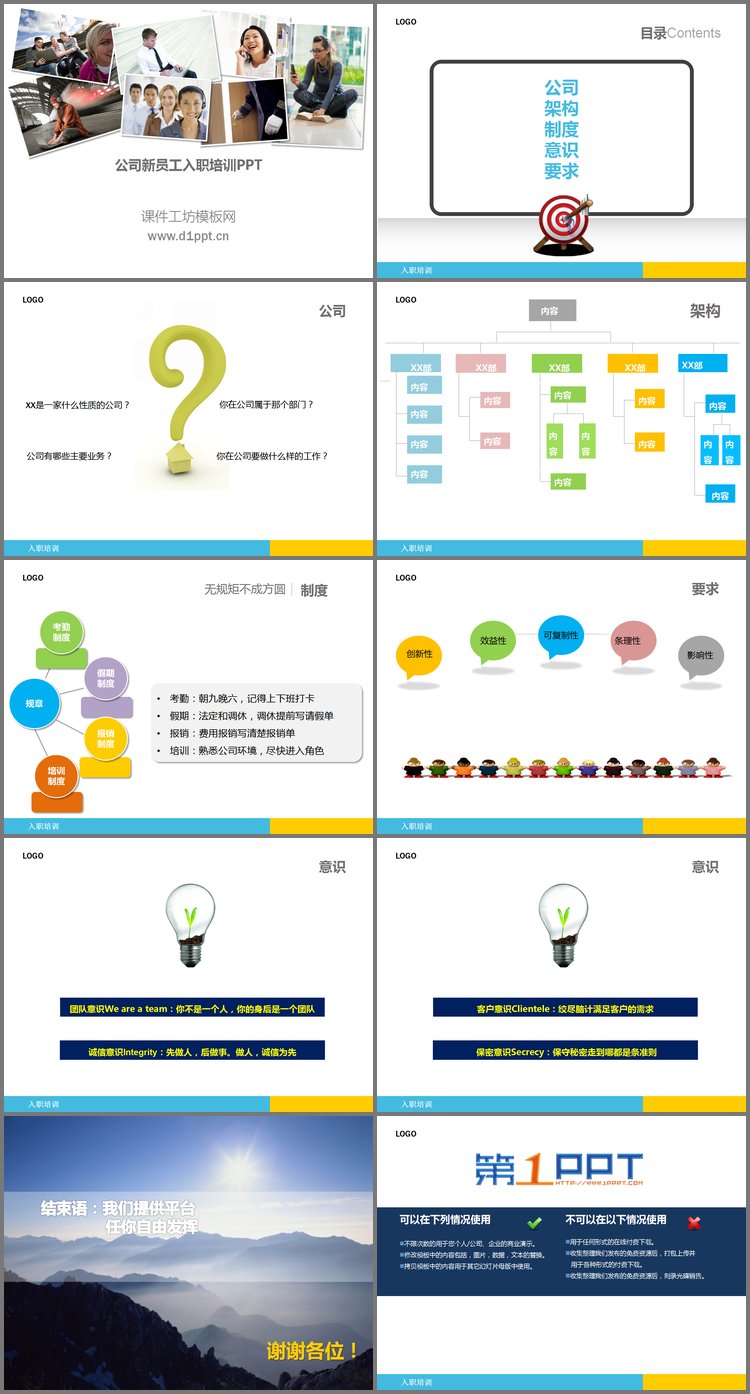 PPT模板-公司新员工入职培训PPT课件模板