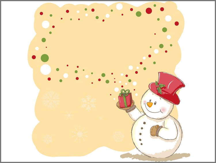 PPT模板-雪人黄色背景边框PPT背景图片