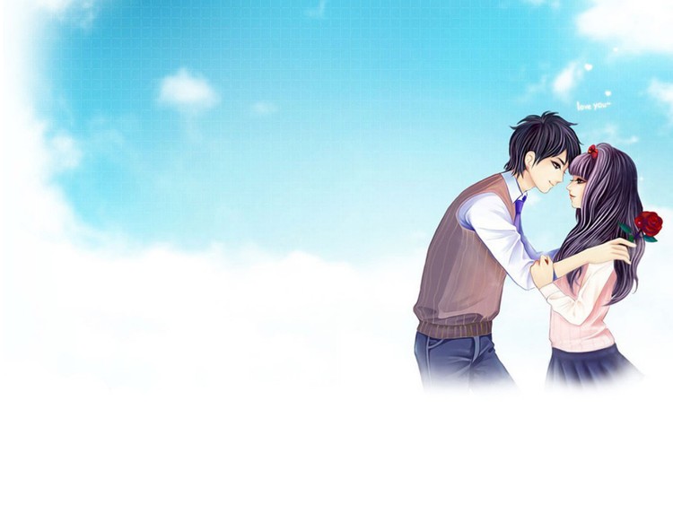 淡雅清新的情侣恋人幻灯片背景图片下载