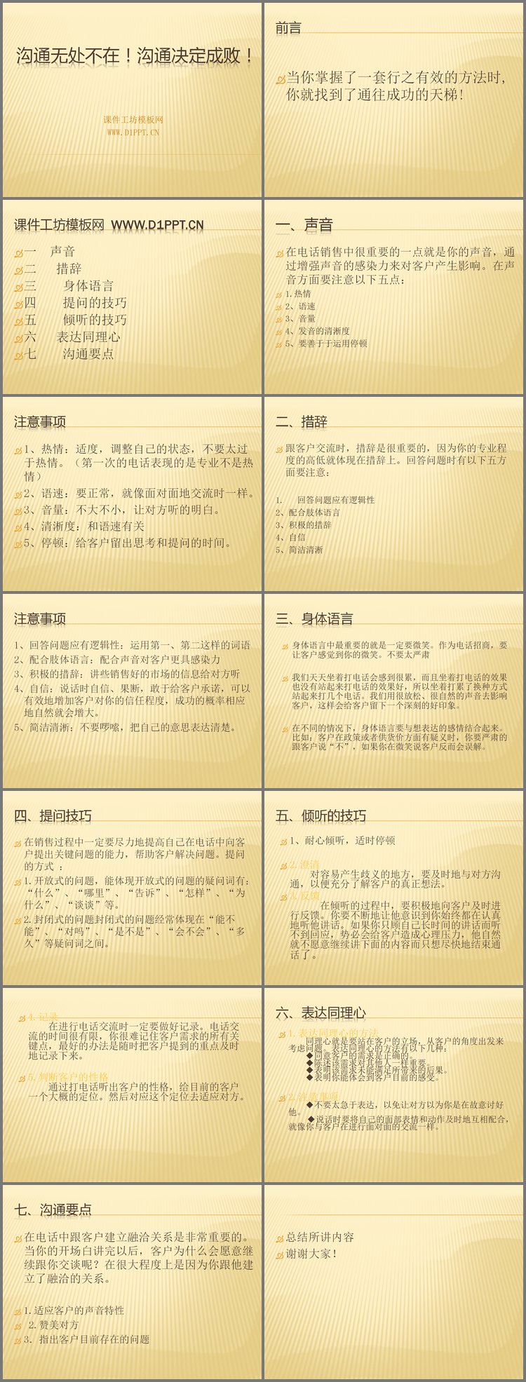 PPT模板-电话沟通技巧PPT下载