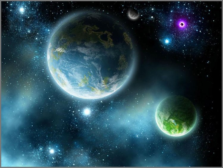 PPT模板-蓝色宇宙星空星球PPT背景图片