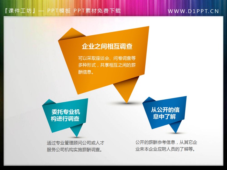三个并列关系PowerPoint文本框素材下载