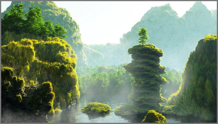 PPT模板-碧水青山自然PPT背景图片