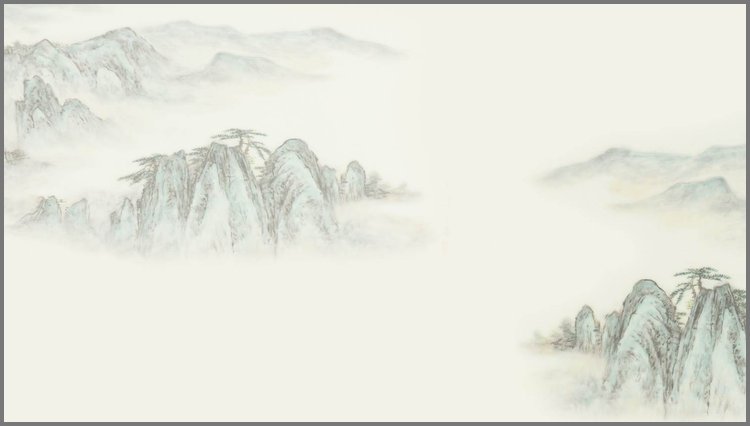PPT模板-淡雅水墨山水群山PPT背景图片