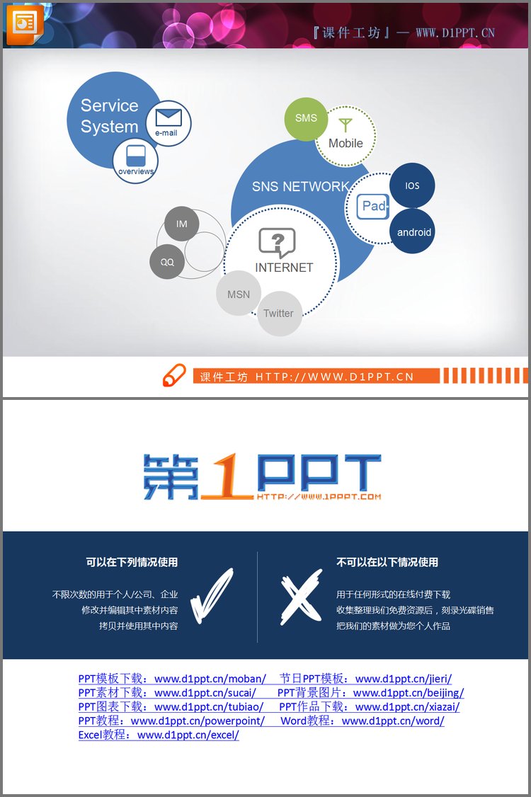 PPT模板-交叉关联关系PPT图表素材下载