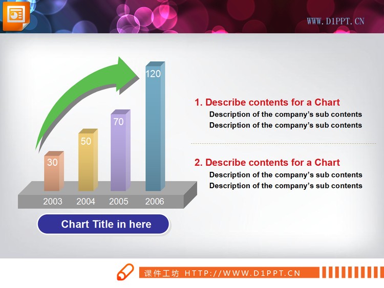 增长报告PPT柱状图素材
