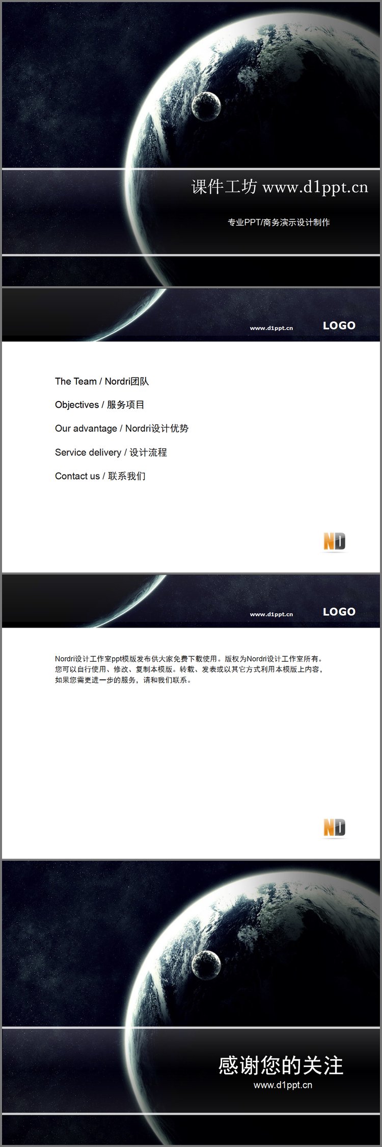 PPT模板-地球背景科技PPT模板下载