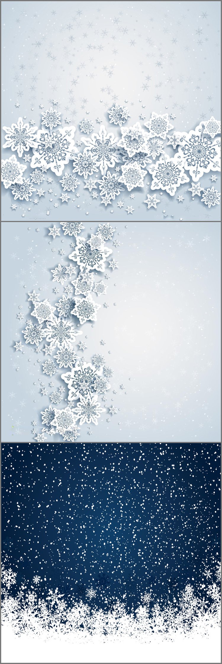 PPT模板-一组白色雪花艺术PPT背景图片