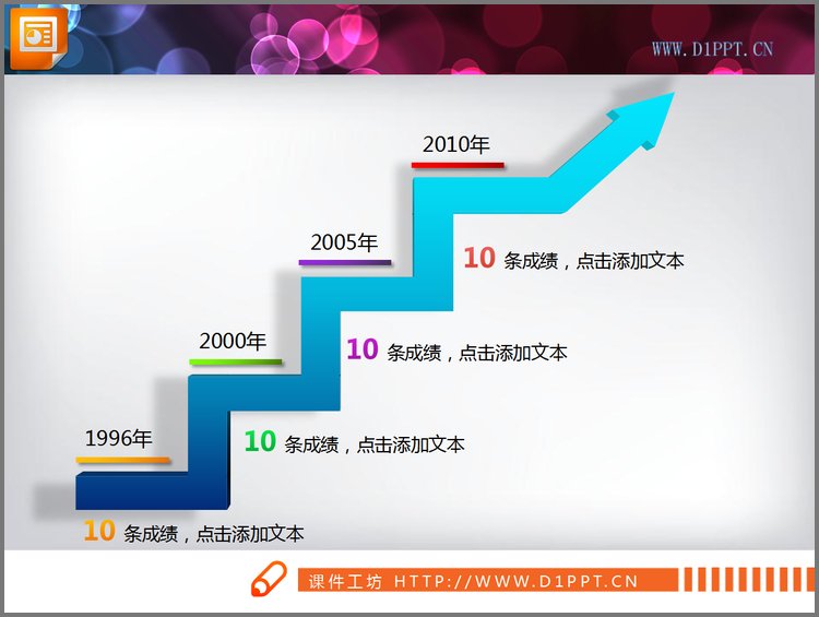 PPT模板-微软风格折线统计图PPT素材下载