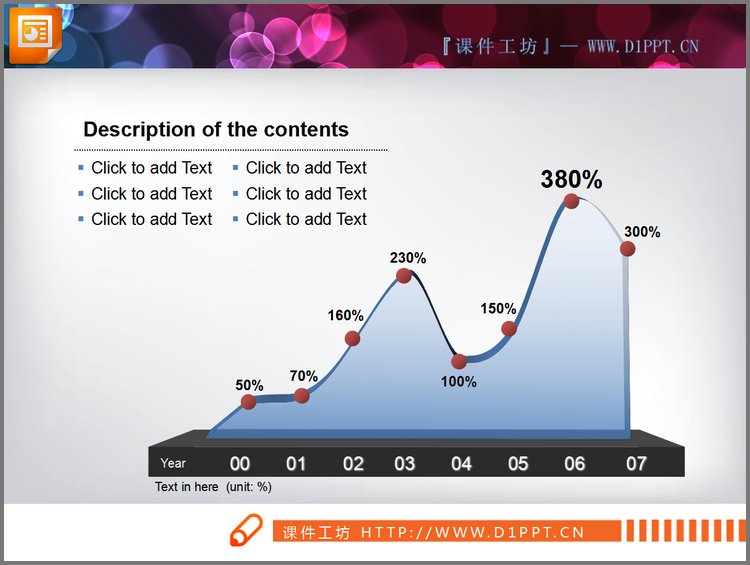 PPT模板-3d立体幻灯片曲线图素材下载