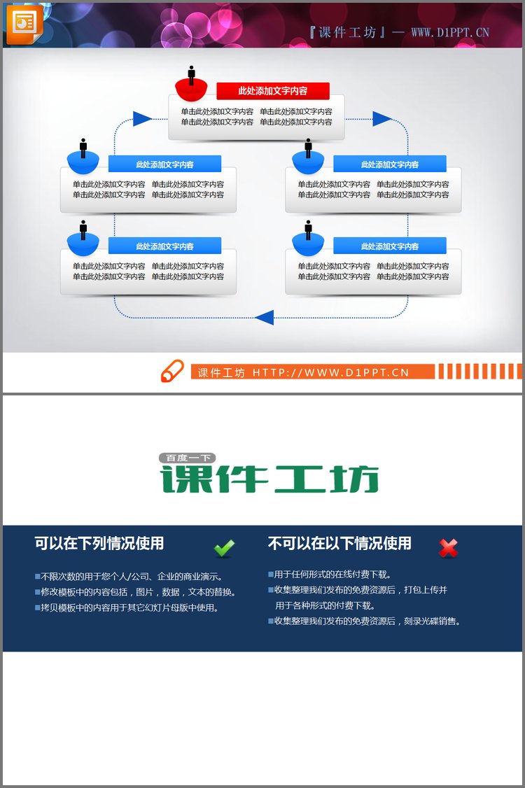 PPT模板-精致的带文字说明的PPT流程图架构图素材