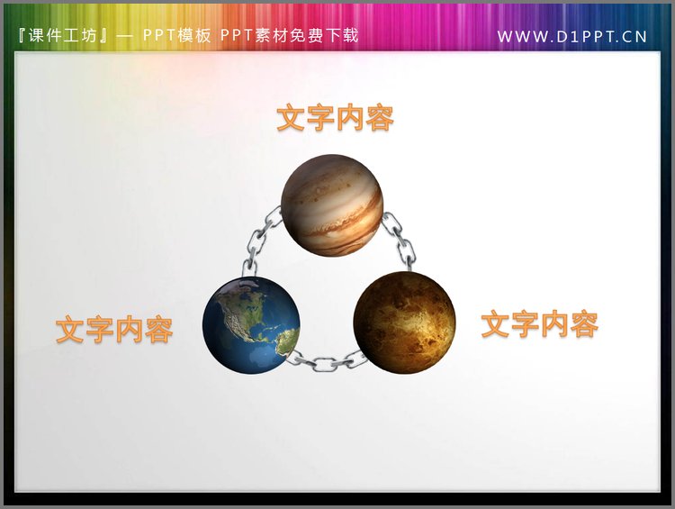 PPT模板-星球环绕幻灯片内容呈现素材下载