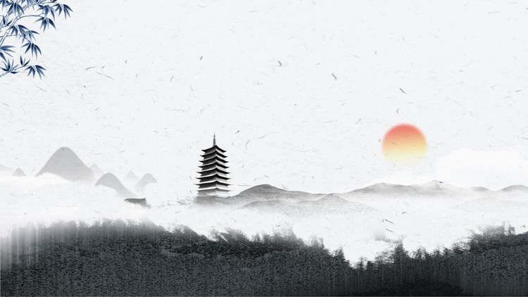 灰色雅致水墨中国风PPT背景图片
