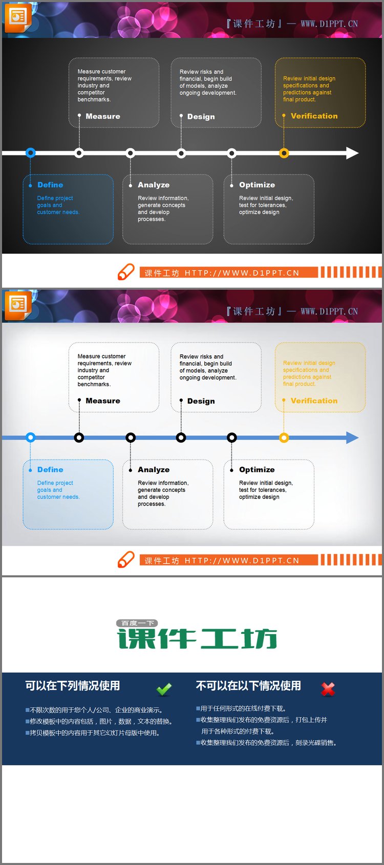 PPT模板-简洁线条PPT流程图模板下载