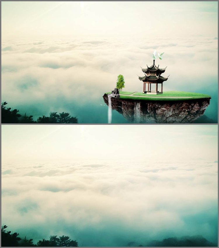 PPT模板-云海仙境幻灯片背景图片