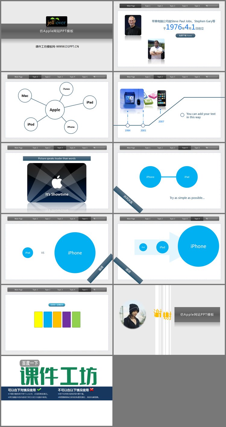 PPT模板-仿苹果网站风格PPT模板