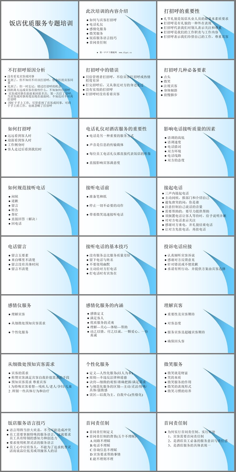 PPT模板-饭店优质服务专题培训PPT下载
