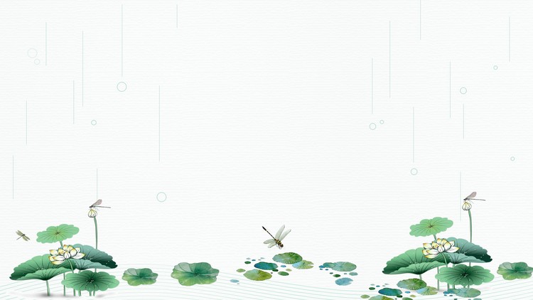 五张绿色简约清新荷叶荷花PPT背景图片