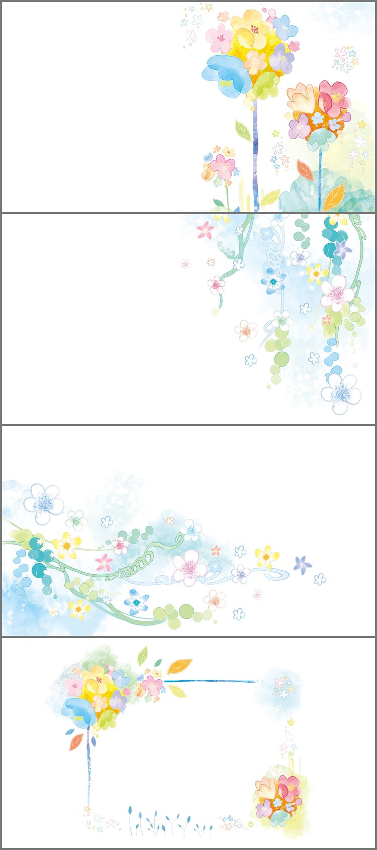 PPT模板-四张彩色水彩PPT背景图片