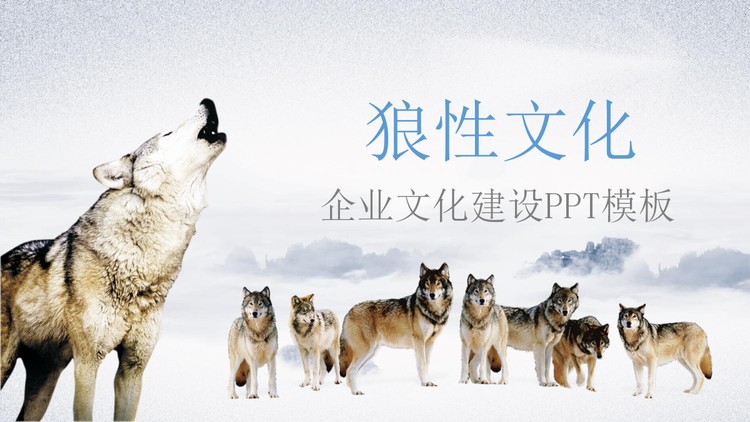 狼群背景的狼性企业文化培训PPT模板