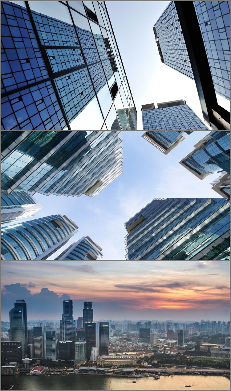 PPT模板-三张写字楼商业建筑PPT背景图片