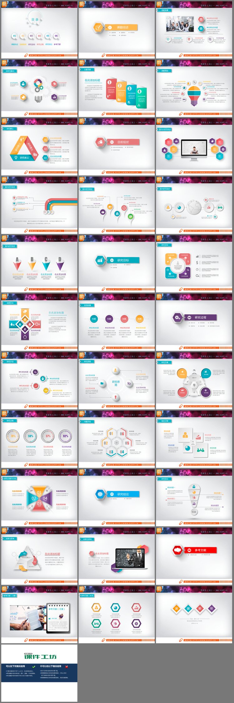 PPT模板-微立体毕业答辩PPT图表大全