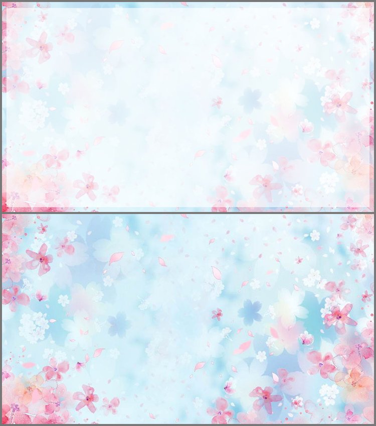 PPT模板-两张唯美粉色桃花PPT背景图片