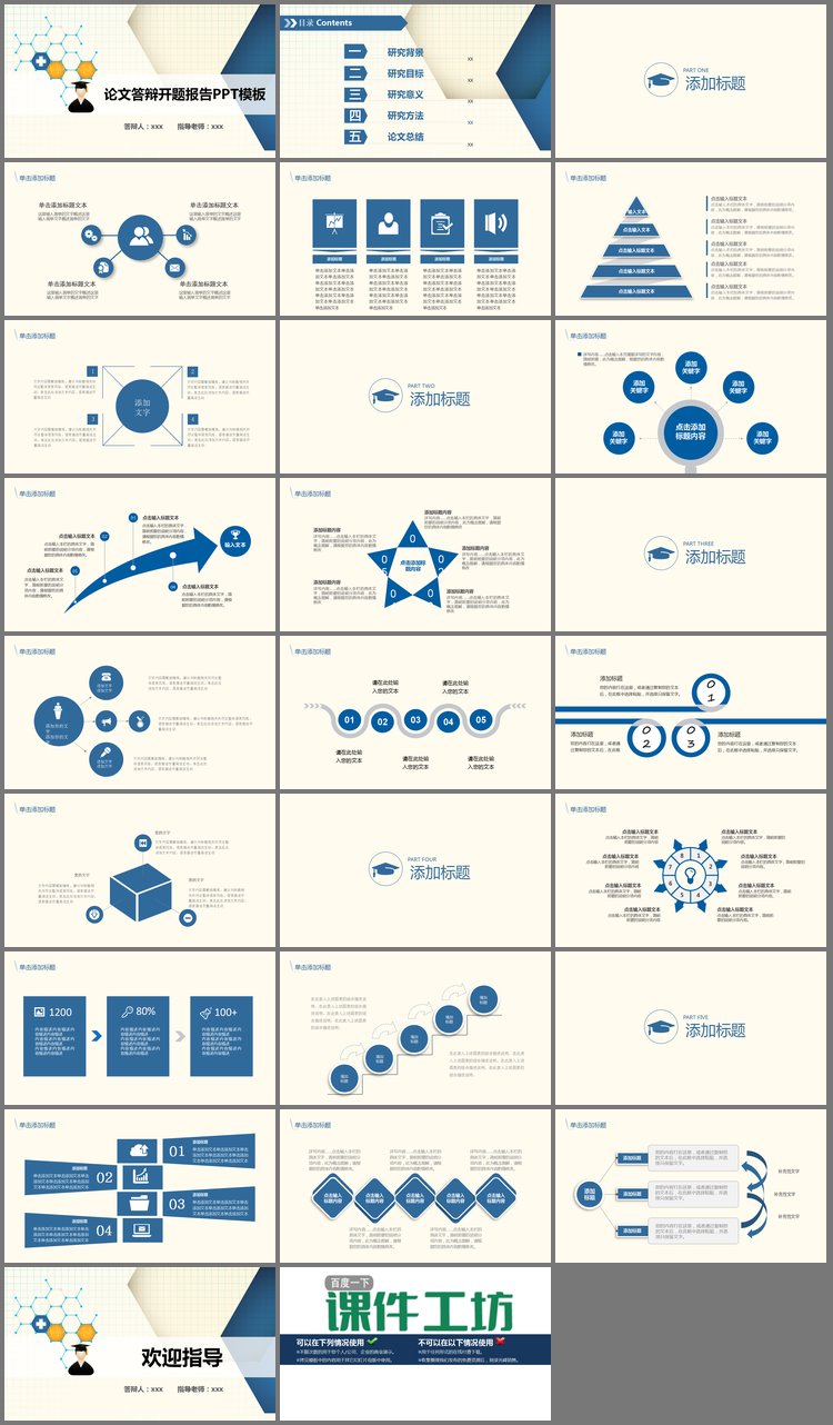 PPT模板-蓝色点线设计生化专业毕业论文开题报告PPT模板
