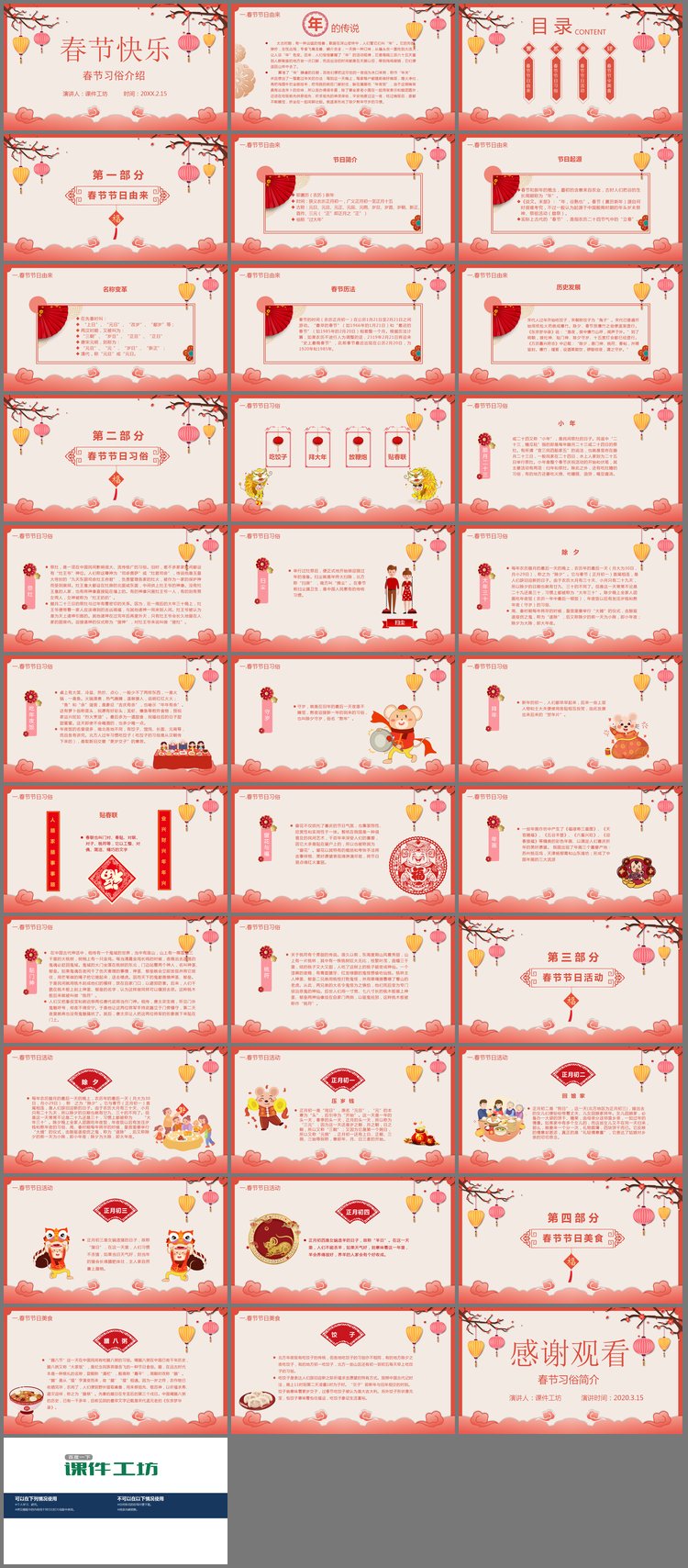 PPT模板-春节习俗介绍PPT模板
