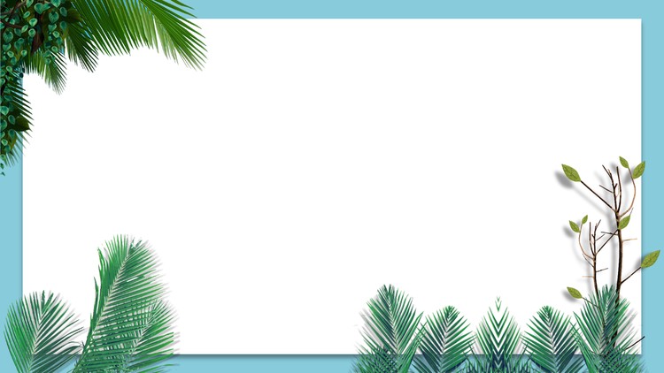 两张白色卡片绿色植物叶子PPT背景图片
