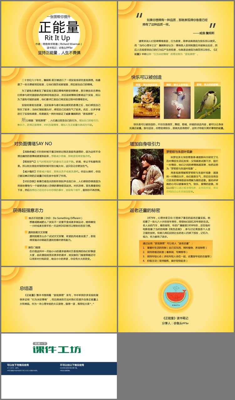 PPT模板-《正能量》读书笔记PPT下载