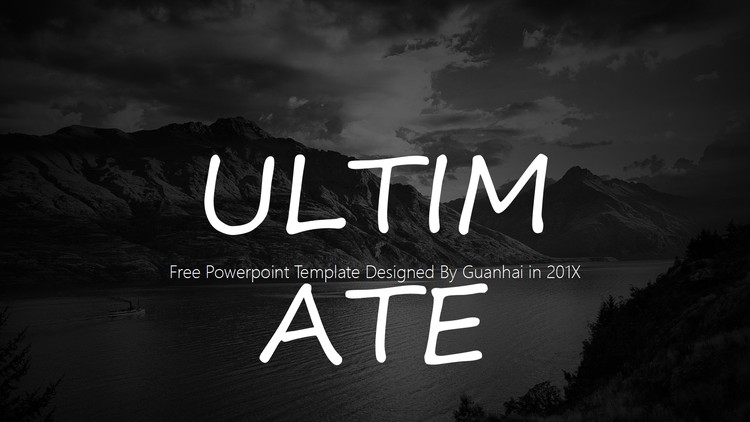 黑白欧美湖光山色背景PPT模板