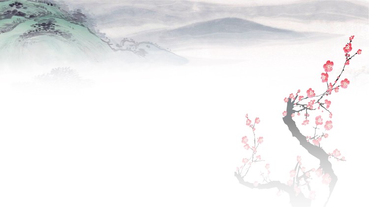 三张水墨群山梅花PPT背景图片