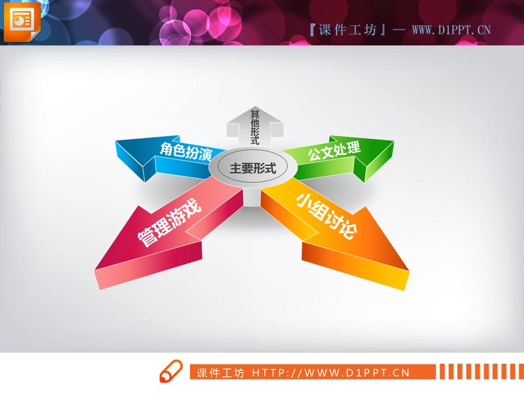 3d立体扩散关系PowerPoint图表模板下载