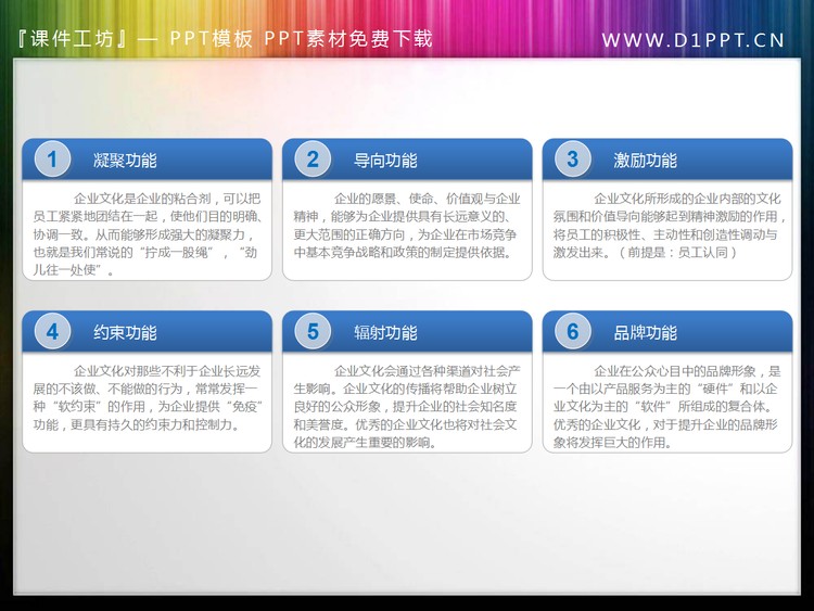 六个并列关系的PPT文本框模板