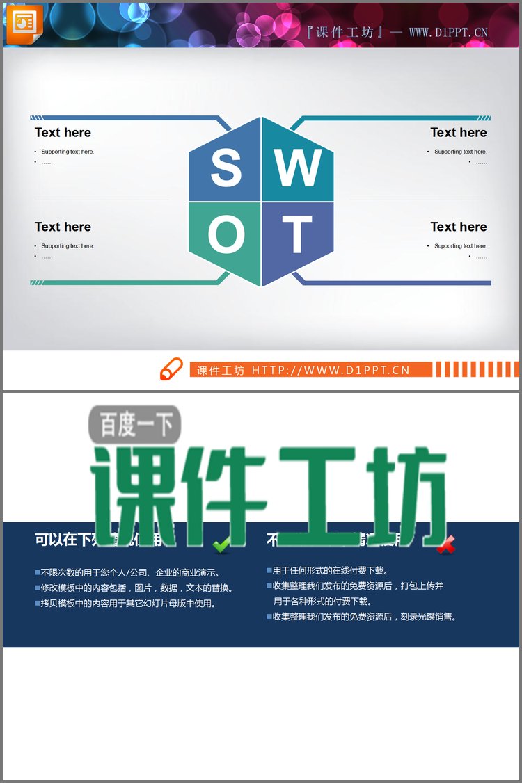 PPT模板-实用swot分析说明图表