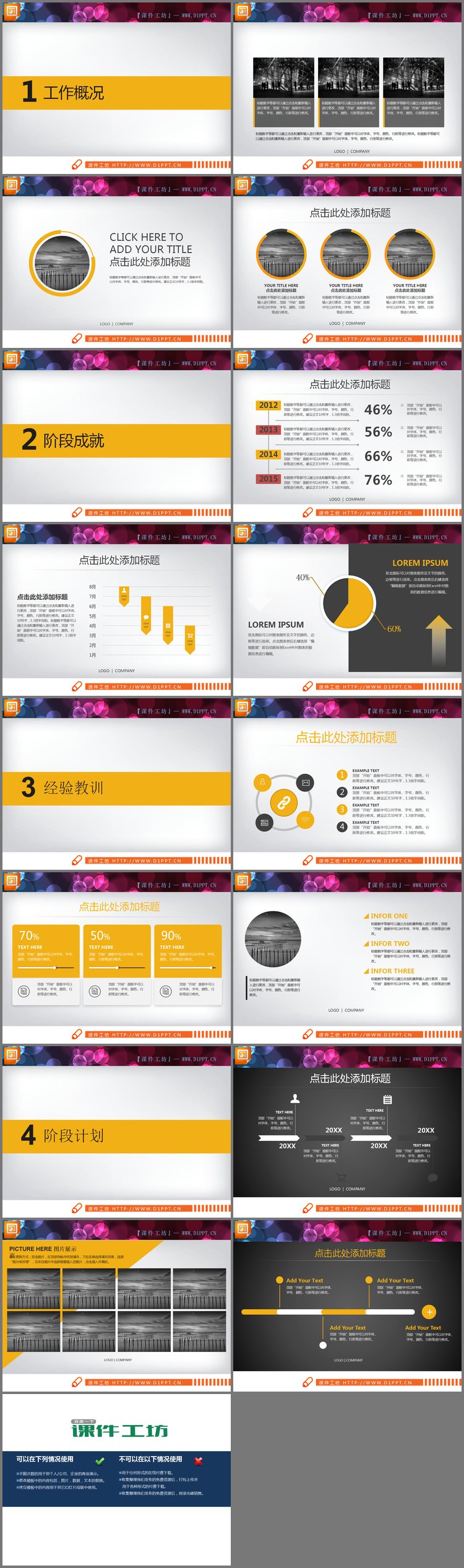PPT模板-简洁实用汇报PPT图表免费下载