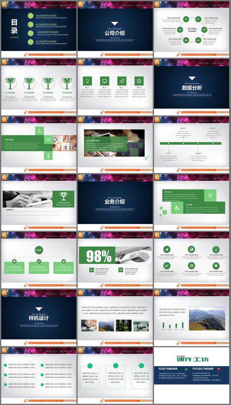 PPT模板-绿色清新公司简介PPT图表下载