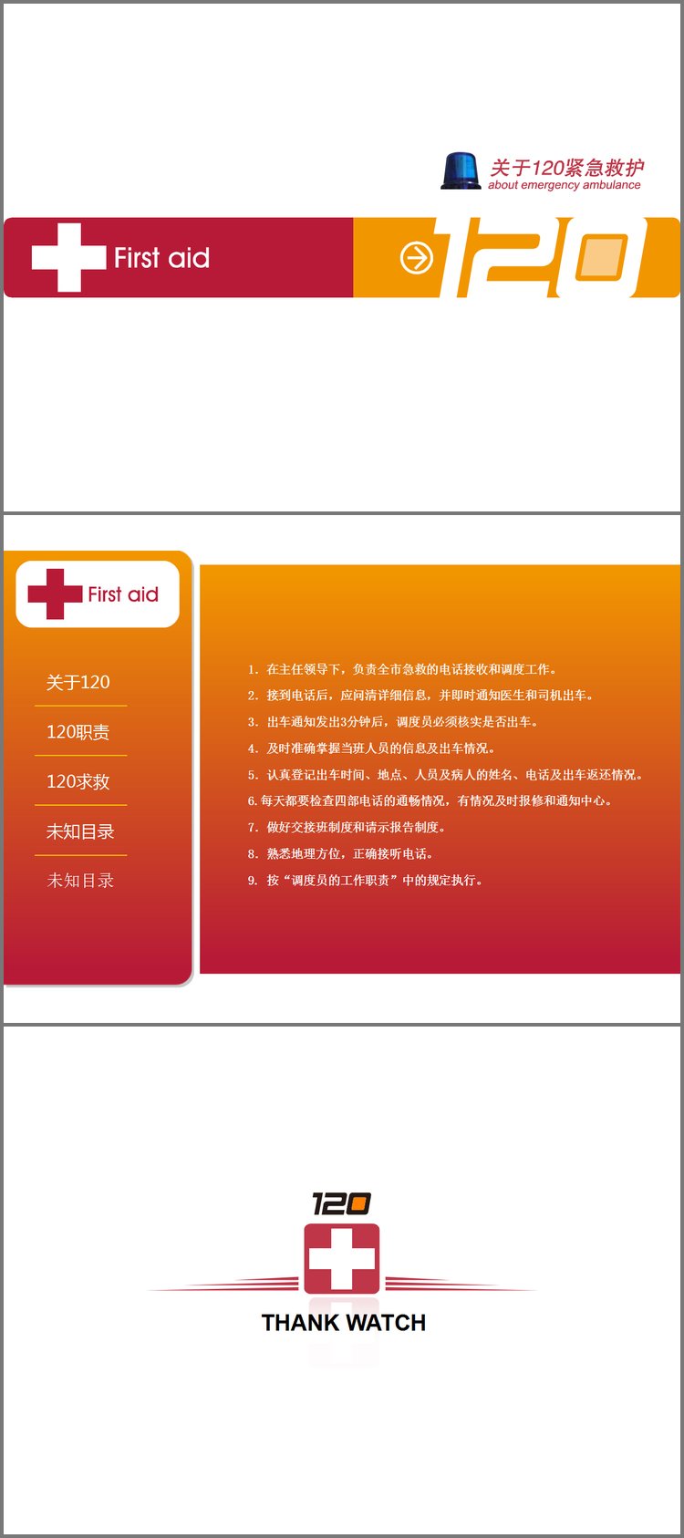PPT模板-120急救医学PPT模板下载