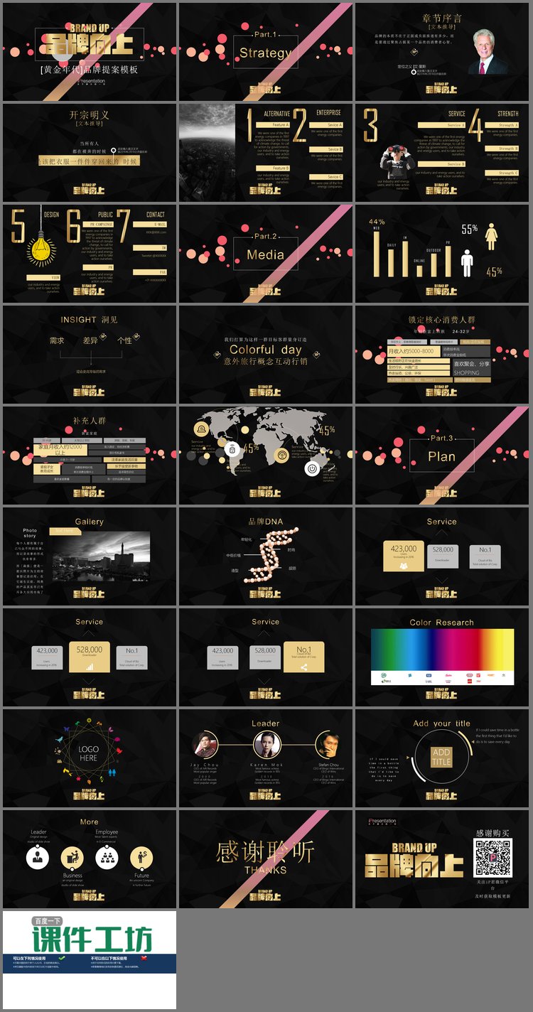 PPT模板-黑色土豪金时尚奢饰品PPT模板下载